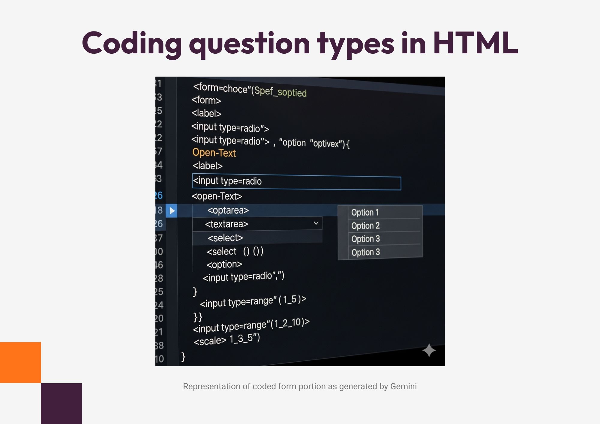 Coding question types in HTML