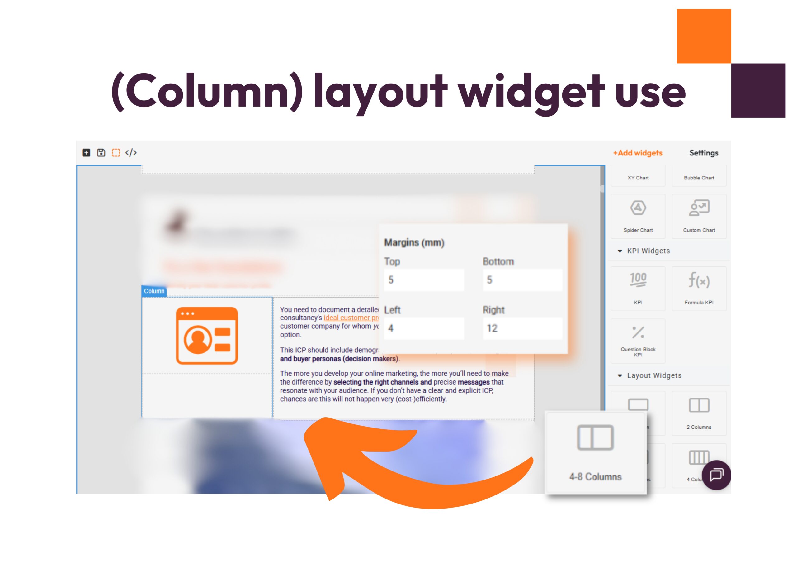 (Column) layout widget use - branded assessment report whitespace