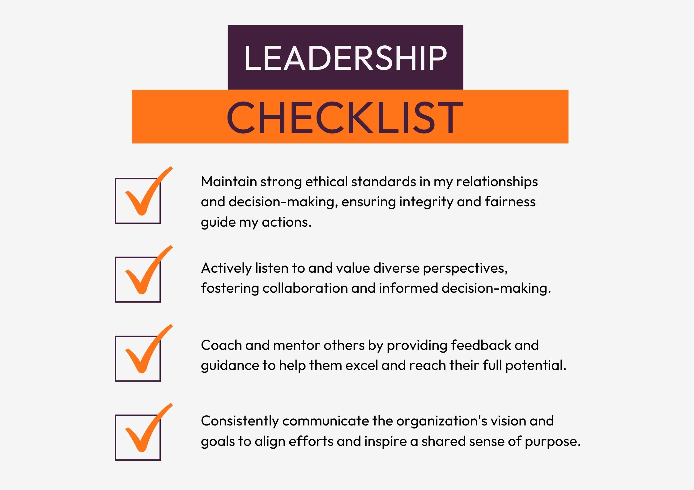 Leadership assessment checklist example