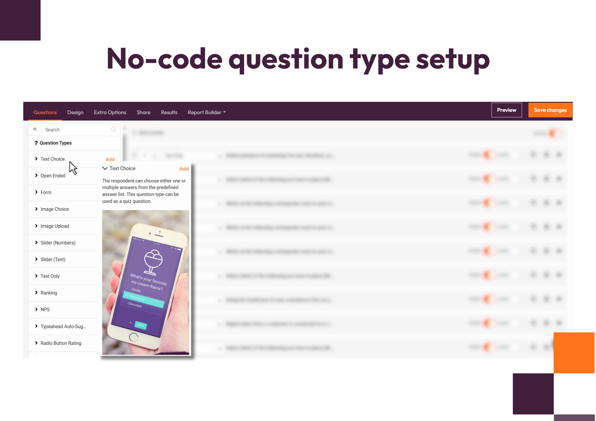 No code question type setup