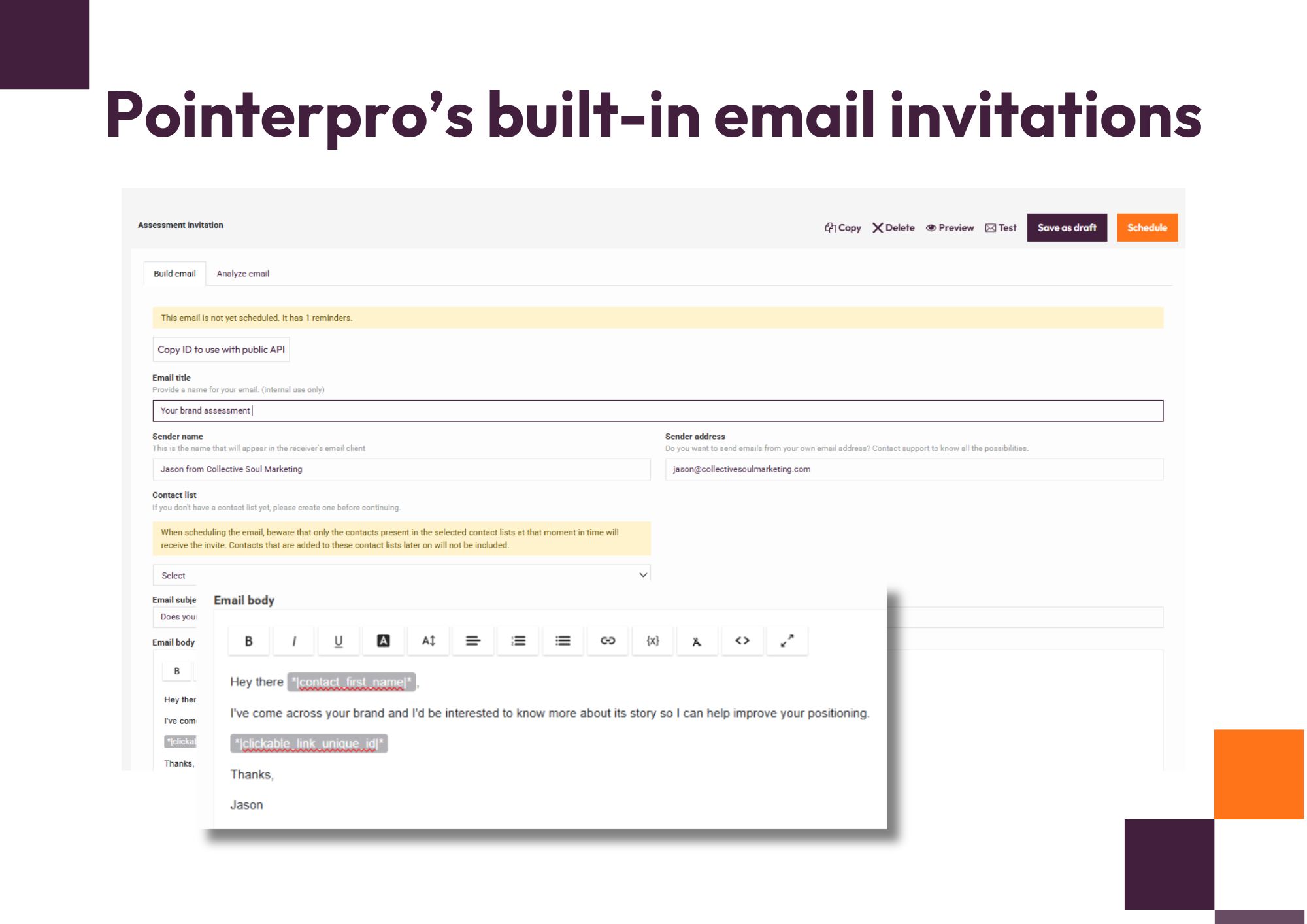 Pointerpro built in email invitations