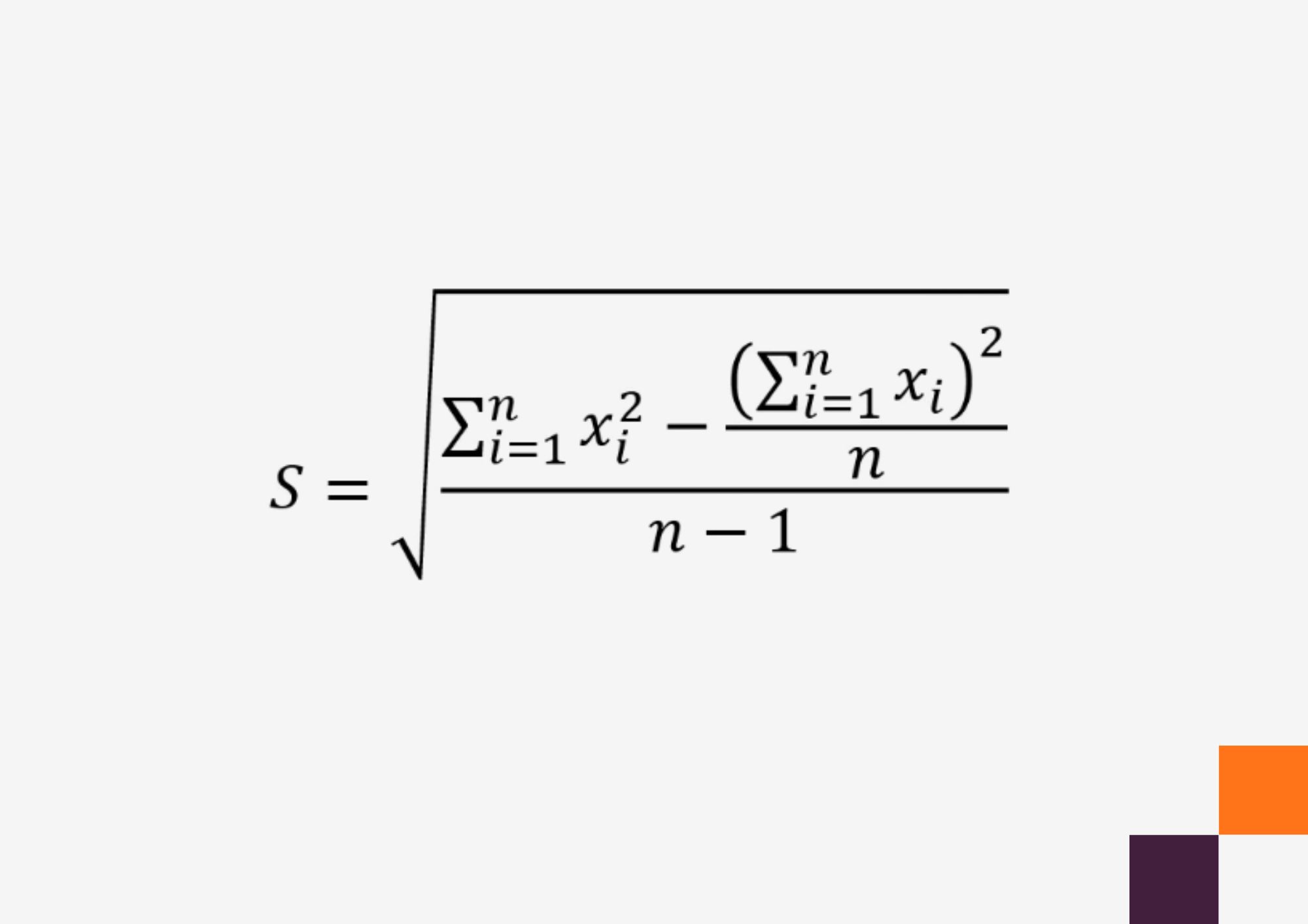 Sample standard deviation expanded formula