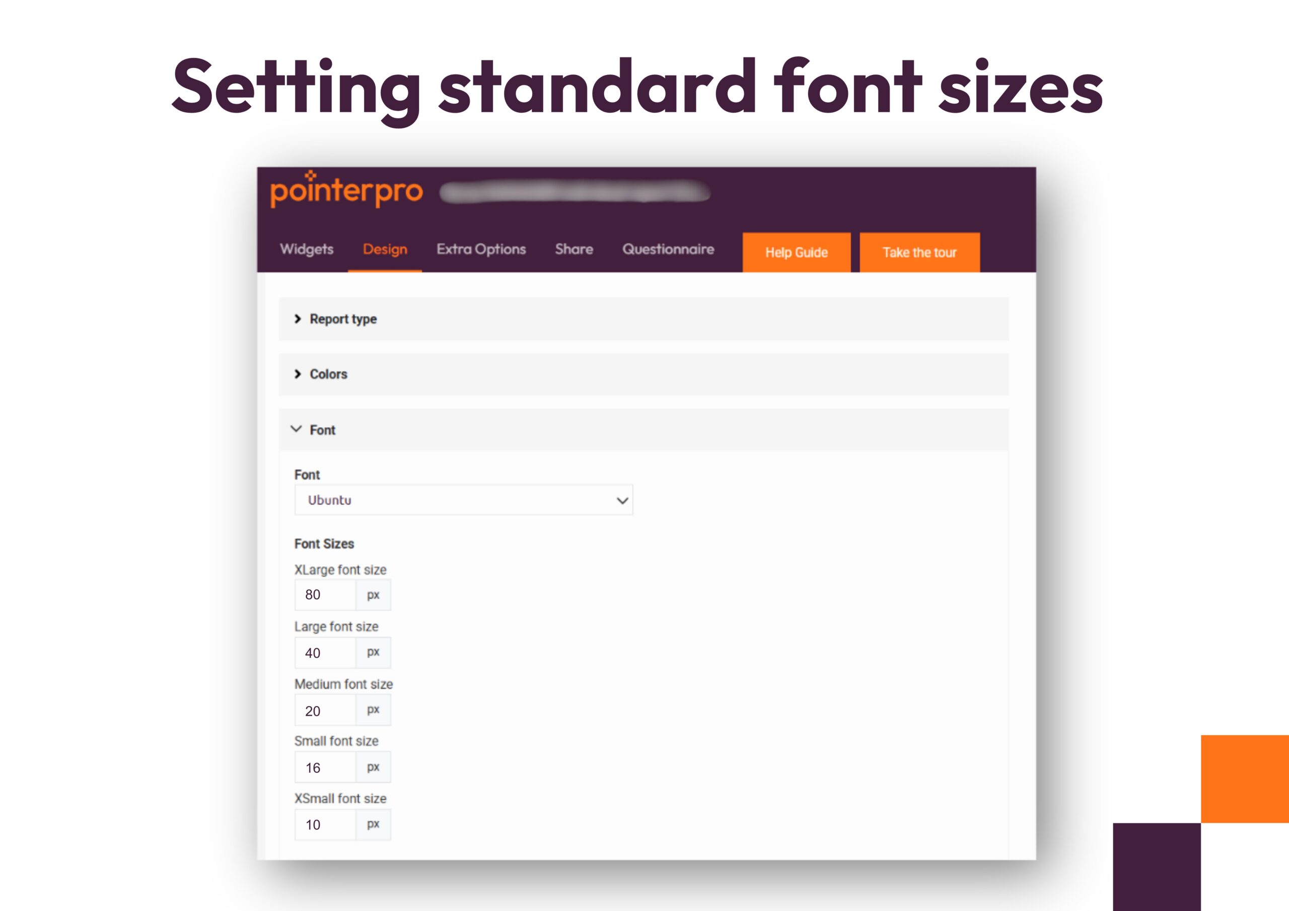 Setting standard font sizes